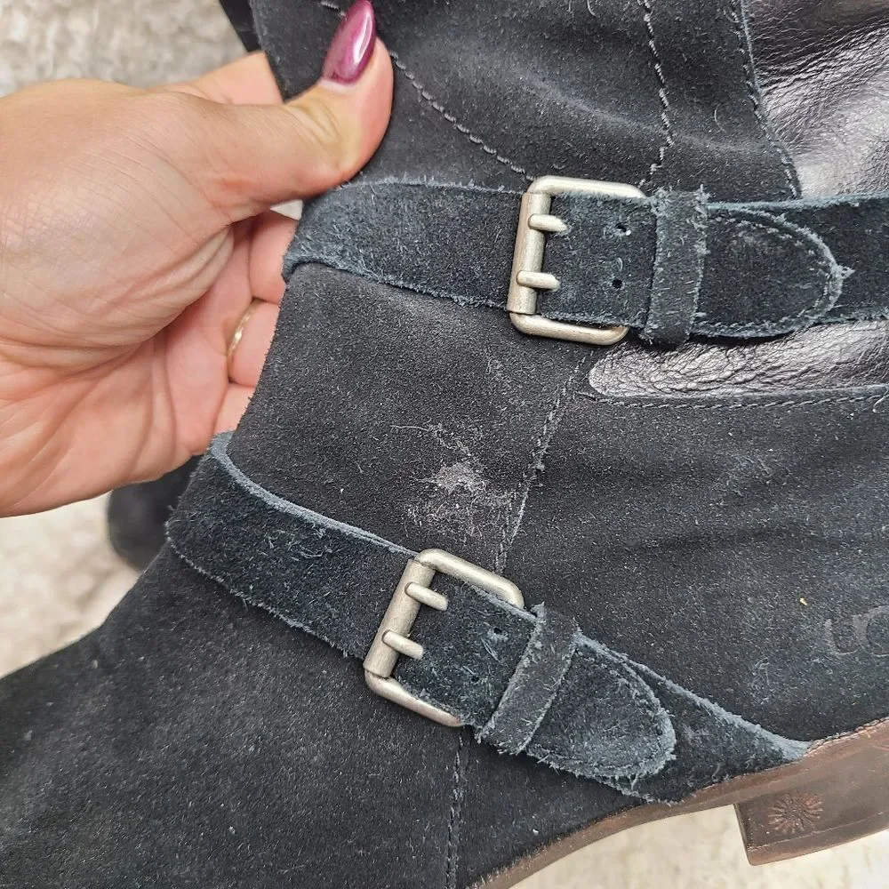 Ugg Australia Cydnee Black Suede‎ Leather Riding Boots sz 6.5